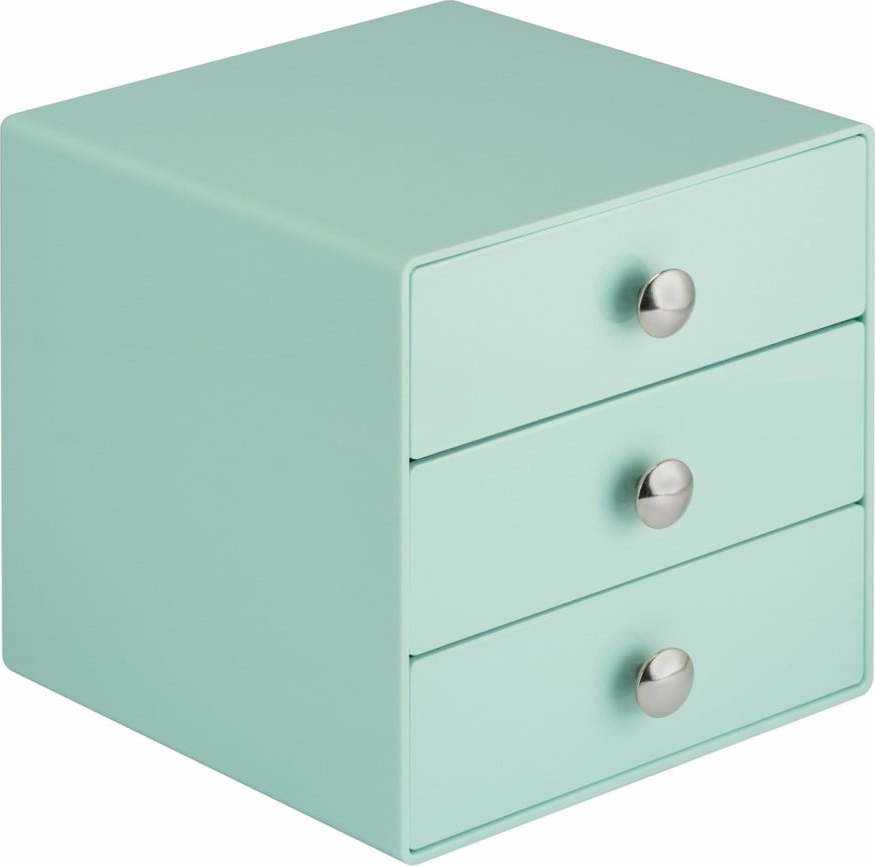 Mátově zelený úložný box s 3 šuplíky iDesign Drawers