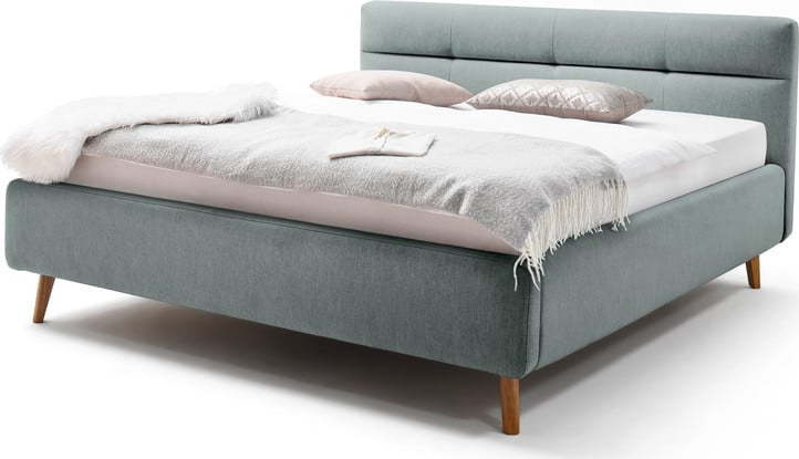 Modrá čalouněná dvoulůžková postel s úložným prostorem a s roštem 180x200 cm Lotte - Meise Möbel Meise Möbel