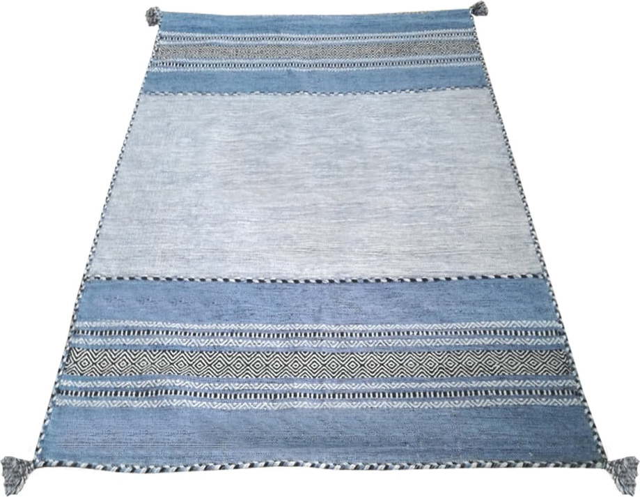 Modro-šedý bavlněný koberec Webtappeti Antique Kilim