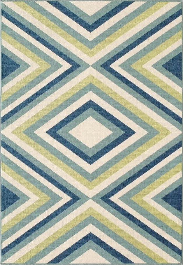 Modro-zelený venkovní koberec Floorita Rombi