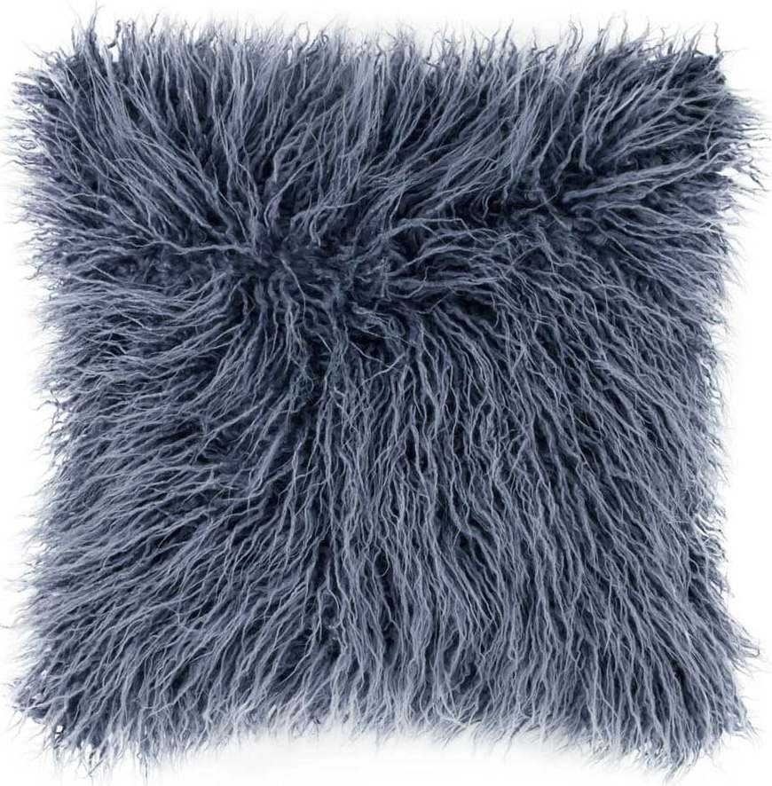 Modrý chlupatý polštář Tiseco Home Studio Mohair