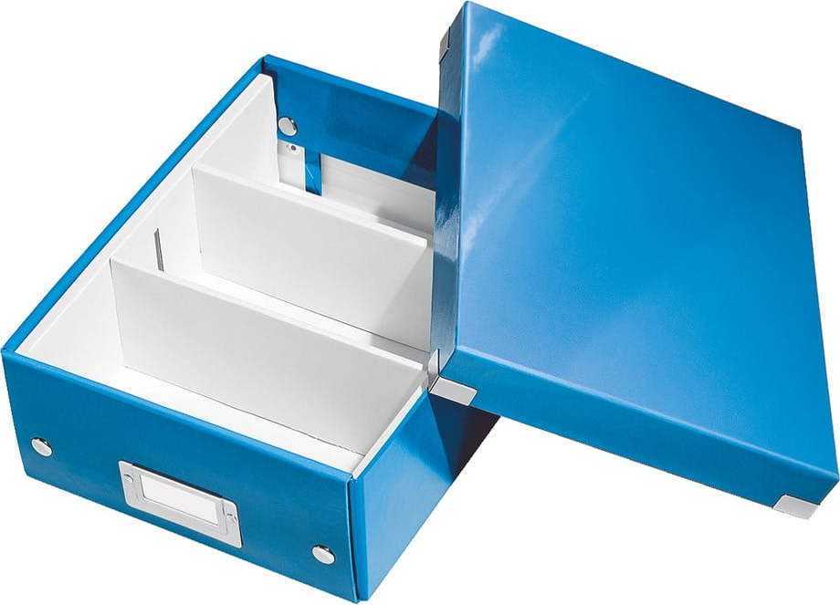 Modrý kartonový úložný box s víkem Click&Store - Leitz Leitz