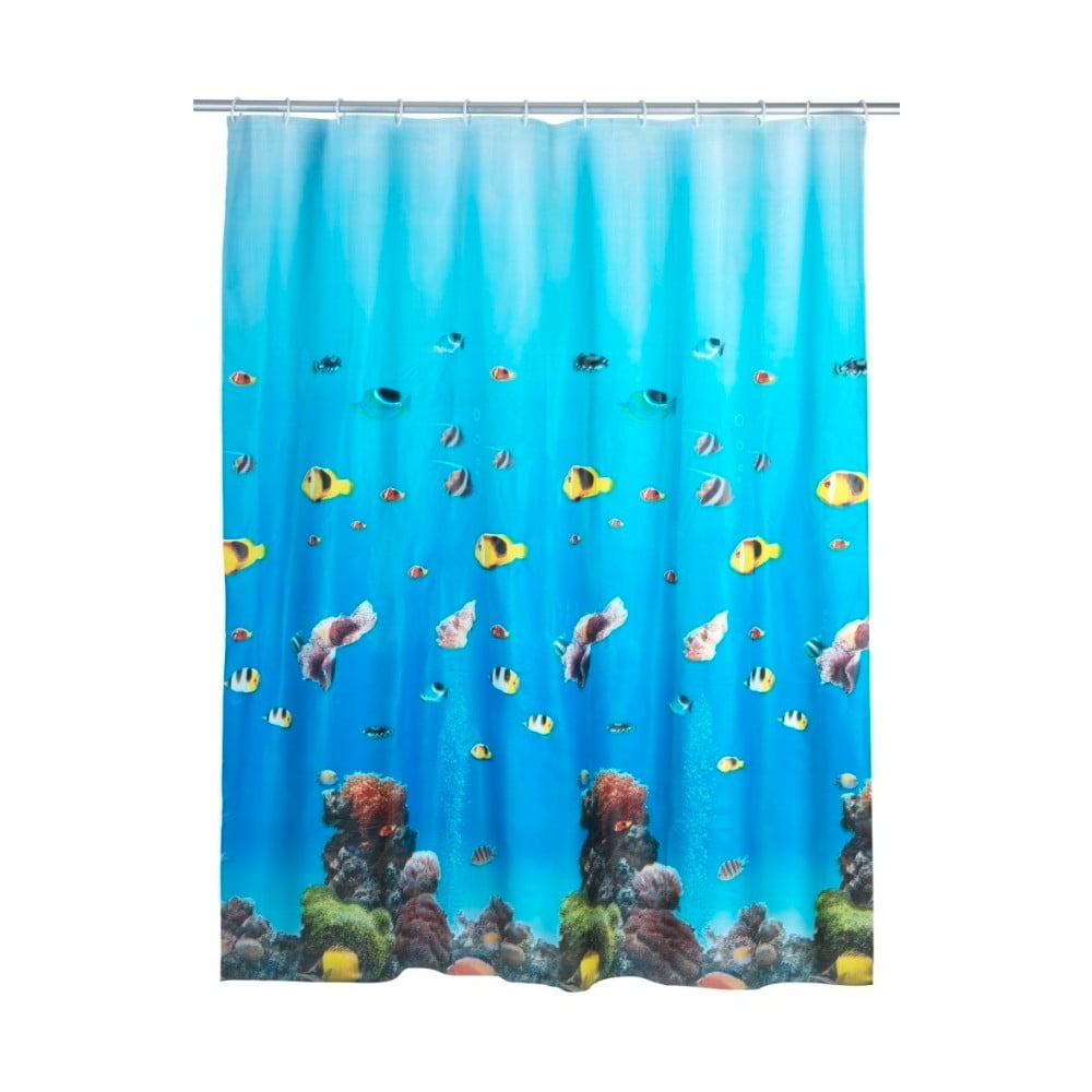 Modrý sprchový závěs Wenko Ocean