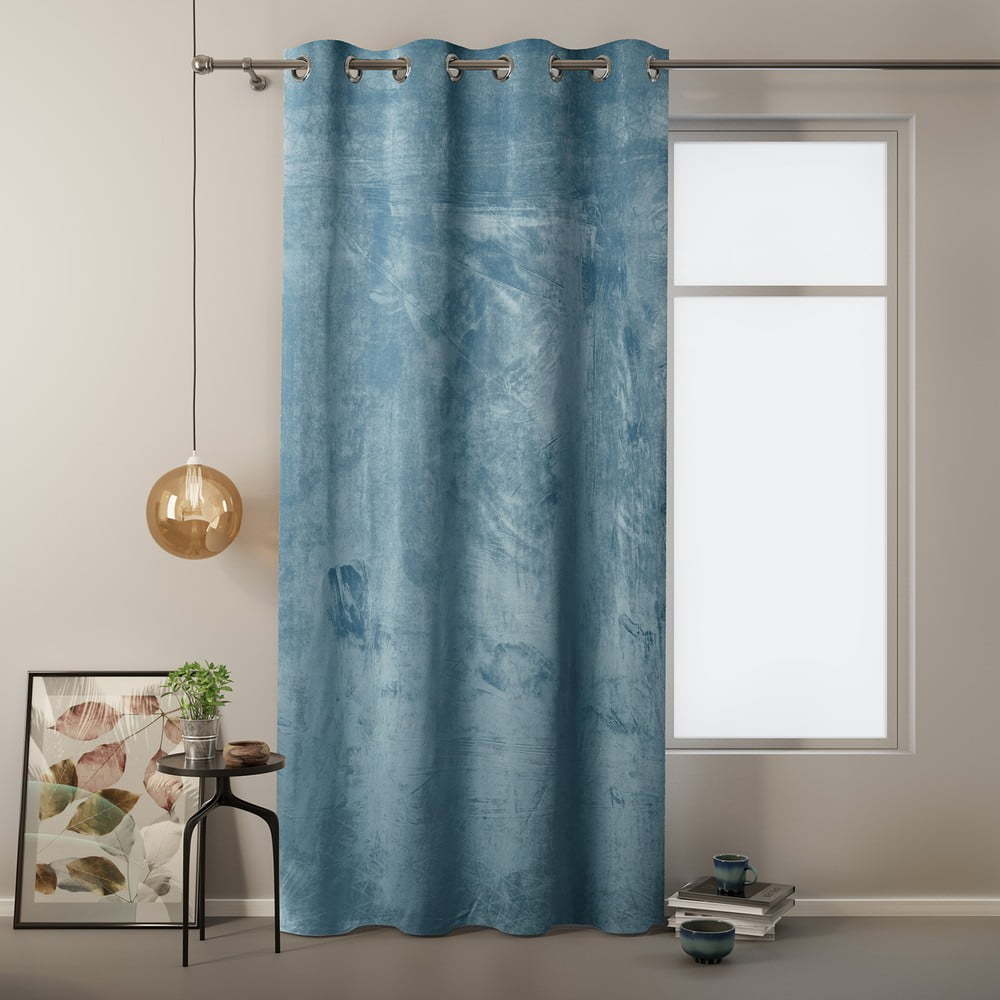 Modrý závěs se sametovým povrchem AmeliaHome Velvet