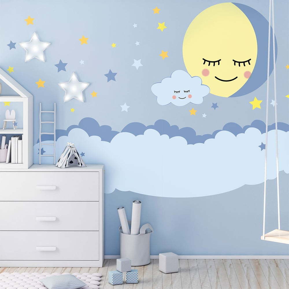 Nástěnná samolepka Ambiance Watching Scandinavian Cloud And Stars Ambiance
