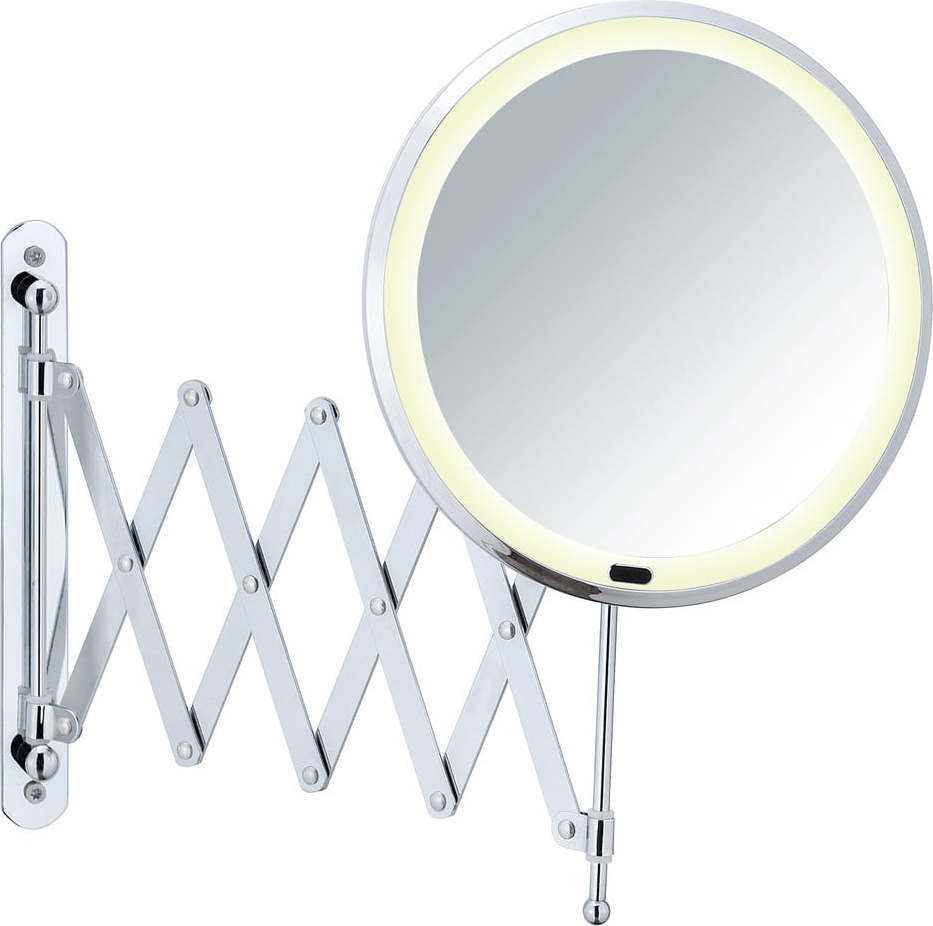 Nástěnné kosmetické zrcadlo s LED podsvícením a teleskopickým držákem Wenko Barona WENKO