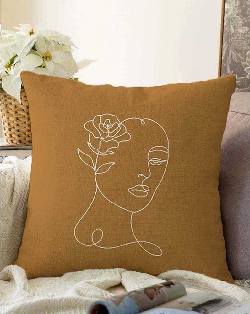 Oranžovohnědý povlak na polštář s příměsí bavlny Minimalist Cushion Covers Chenille