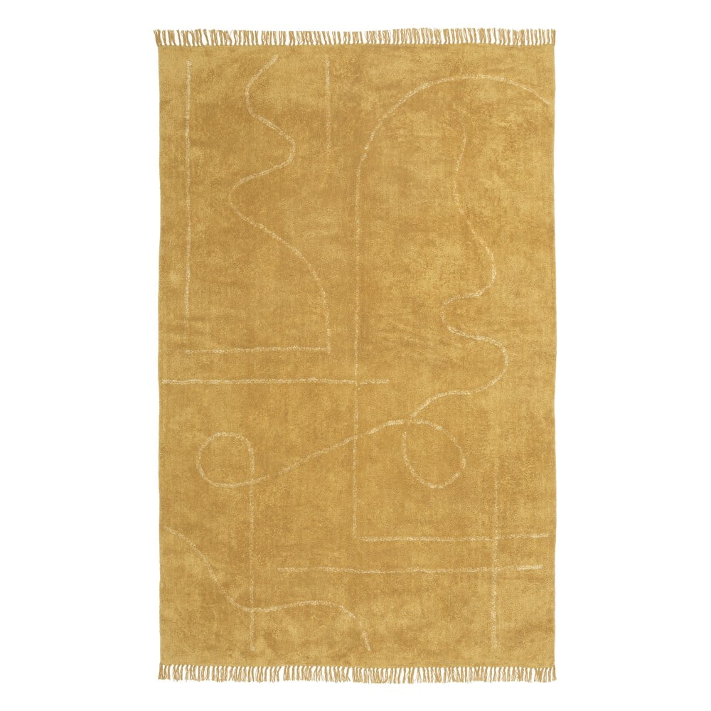 Oranžový ručně tkaný bavlněný koberec Westwing Collection Lines