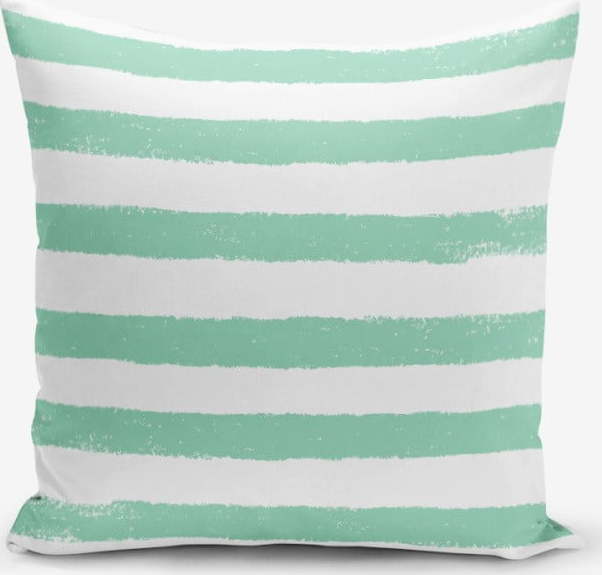 Povlak na polštář s příměsí bavlny Minimalist Cushion Covers Su Green Striped Modern