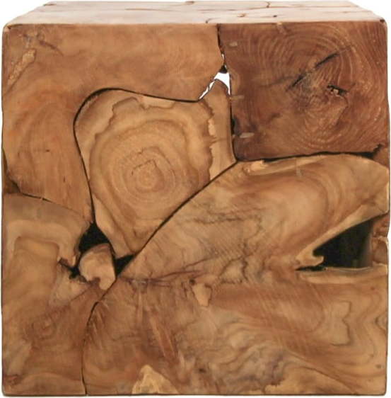 Příruční stolek z neopracovaného teakového dřeva HSM collection Cube