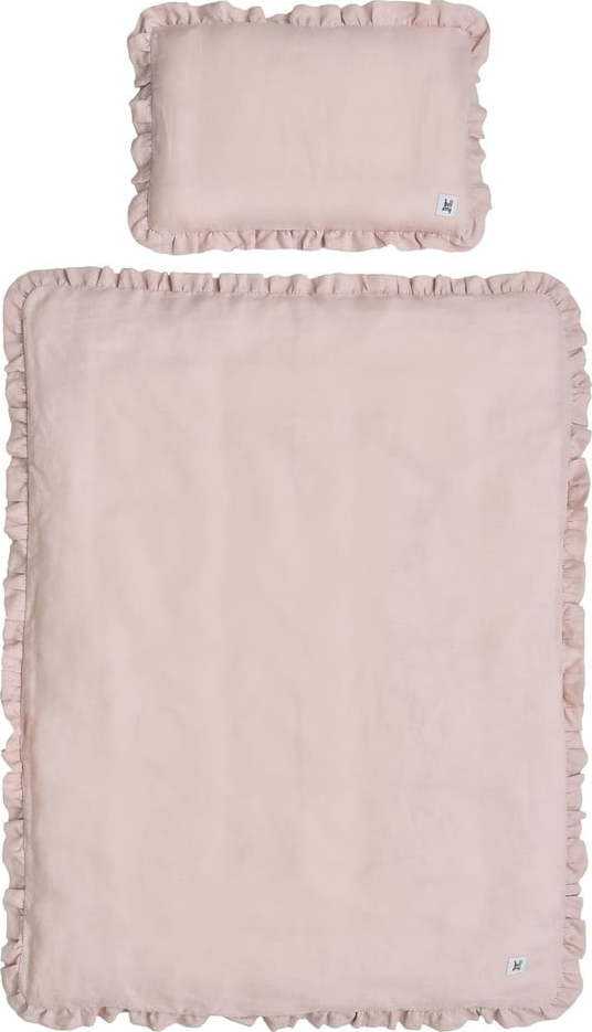 Růžové dětské lněné povlečení BELLAMY Dusty Pink