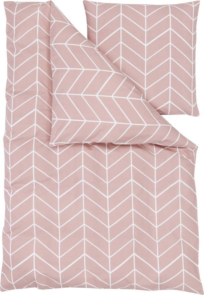 Růžové flanelové povlečení na jednolůžko Westwing Collection Yule