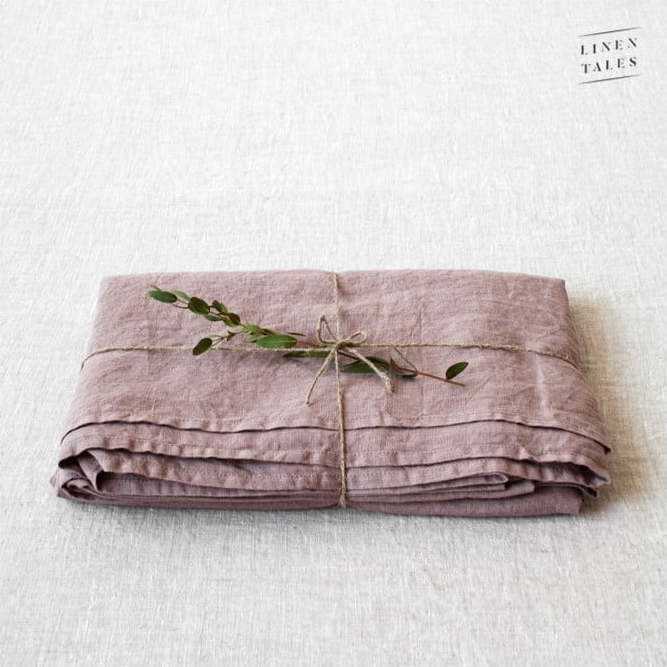 Růžové lněné prostěradlo 260x200 cm - Linen Tales Linen Tales