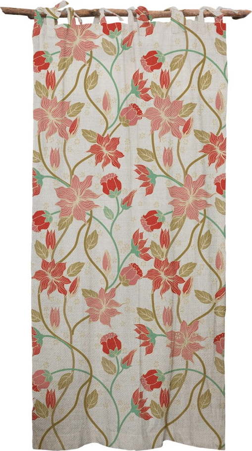 Růžovo-béžový závěs s příměsí lnu Tierra Bella Amazonia