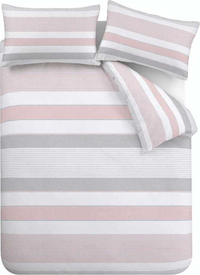 Růžovo-šedé povlečení Catherine Lansfield Newquay Stripe