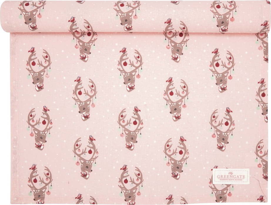 Růžový bavlněný běhoun na stůl Green Gate Dina