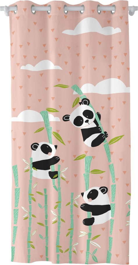 Růžový dětský bavlněný závěs Moshi Moshi Panda Garden