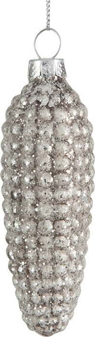 Sada 12 skleněných vánočních ozdob ve stříbrné barvě J-Line Cone J-Line