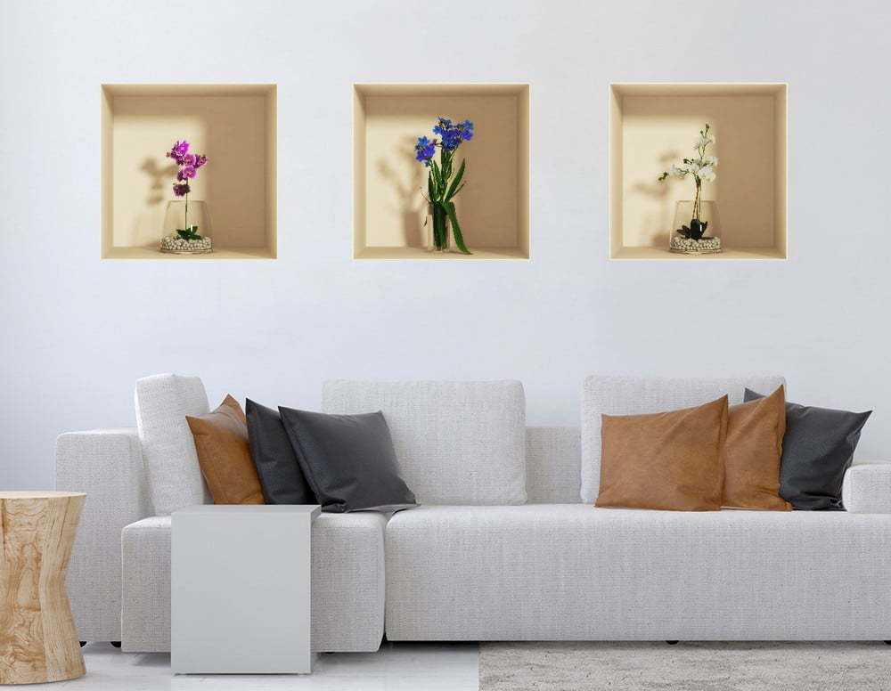 Sada 3 samolepek s 3D efektem Ambiance Orchids Ambiance