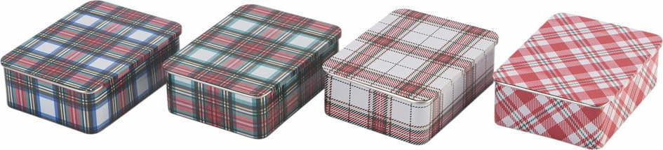 Sada 4 kovových úložných boxů Villa d'Este Tartan Villa d'Este