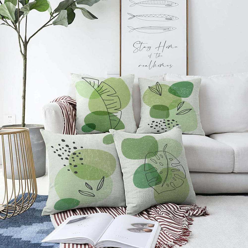 Sada 4 povlaků na polštáře Minimalist Cushion Covers Zamioculus