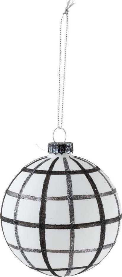 Sada 6 bílo-černých skleněných vánočních ozdob J-Line Matt J-Line