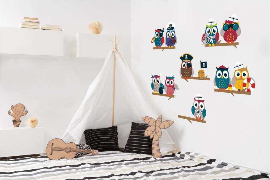 Sada nástěnných samolepek Ambiance Owls Ambiance