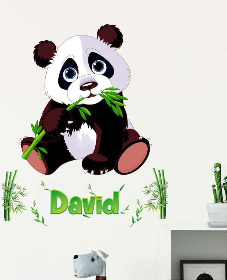 Sada nástěnných samolepek s pandou a písmeny Ambiance Bamboo Ambiance