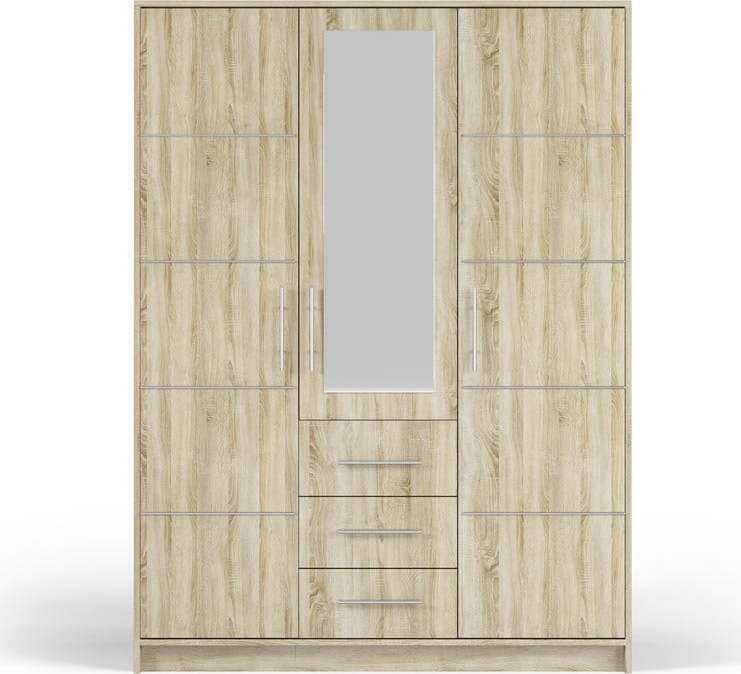 Šatní skříň v dekoru dubu se zrcadlem 147x200 cm Derry - Cosmopolitan Design Cosmopolitan design