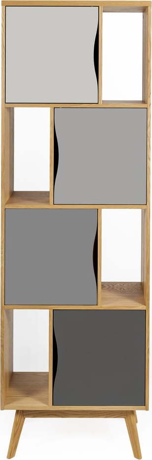 Šedá knihovna v dekoru dubu 65x191 cm Avon - Woodman Woodman