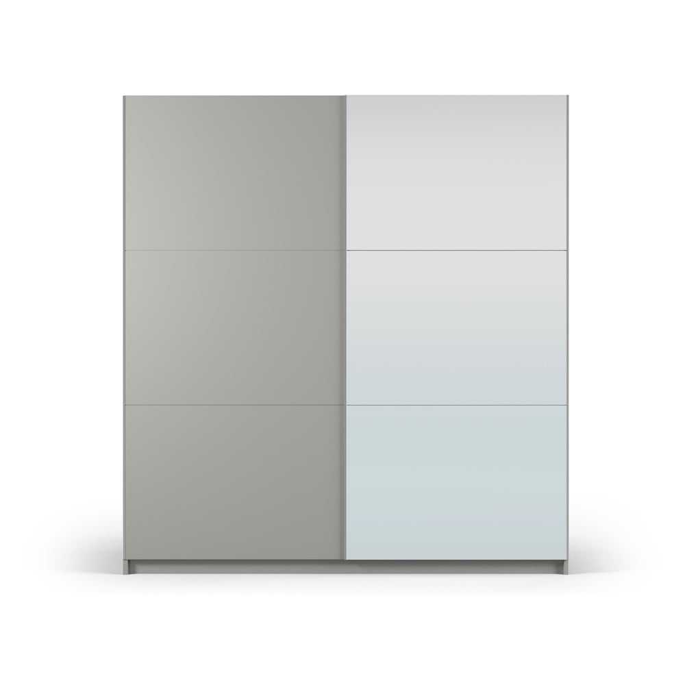Šedá šatní skříň se zrcadlem a s posuvnými dveřmi 200x215 cm Lisburn - Cosmopolitan Design Cosmopolitan design