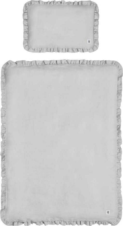 Šedé dětské lněné povlečení BELLAMY Stone Gray