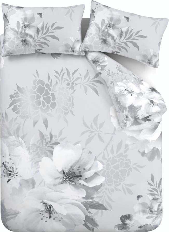 Šedé povlečení Catherine Lansfield Dramatic Floral