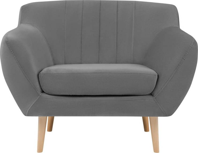 Šedé sametové křeslo Mazzini Sofas Sardaigne Mazzini Sofas