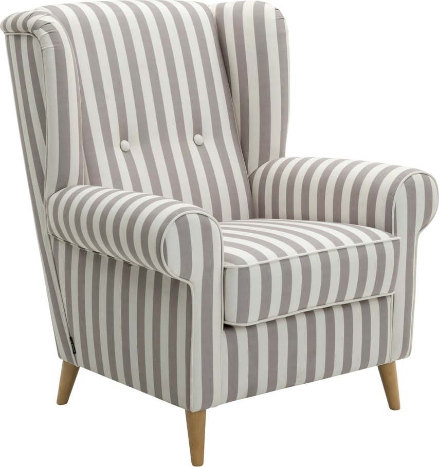 Šedo-bílé křeslo ušák Max Winzer Anton Max Winzer