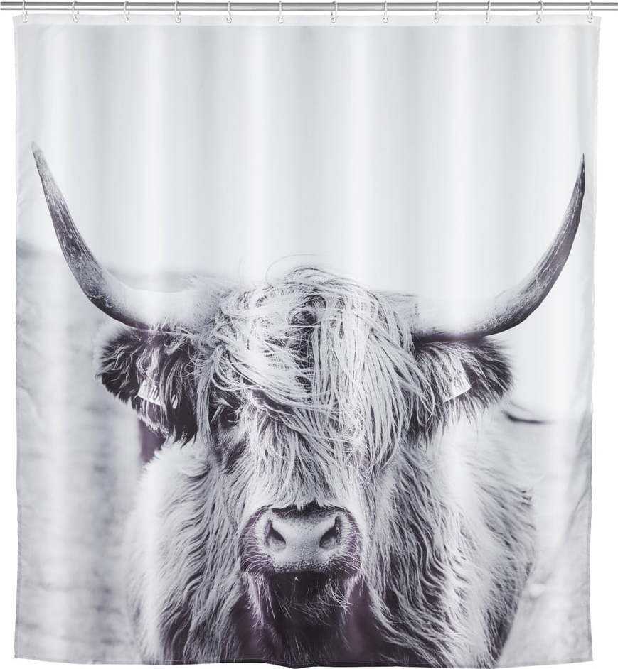 Šedý sprchový závěs Wenko Yak