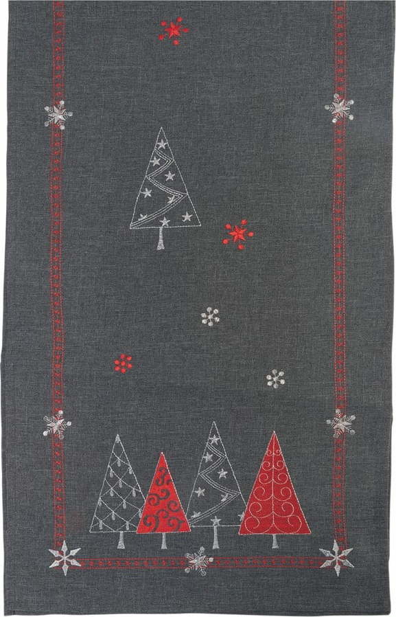 Šedý vánoční běhoun na stůl Villa d'Este Xmas Geometric