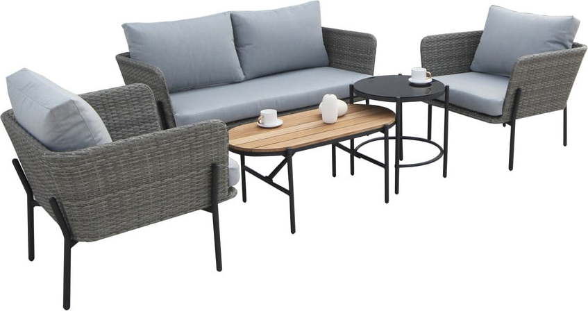 Šedý zahradní lounge set z umělého ratanu pro 4 Kvikne - Bonami Selection Bonami Selection