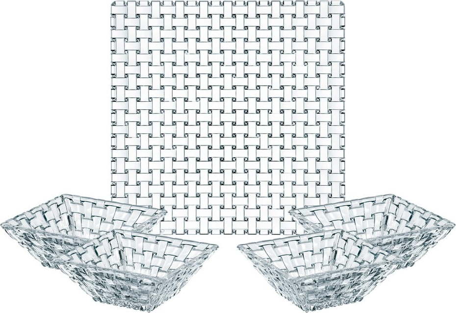 Set 4 servírovacích misek a podnosu z křišťálového skla Nachtmann Bossa Nova Nachtmann