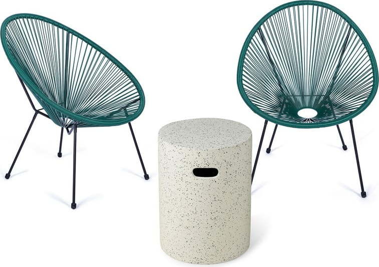 Set zelených zahradních křesel Avocado a stolku Loris