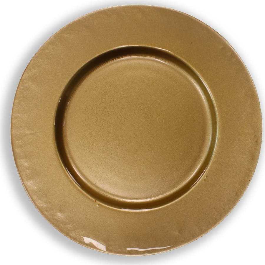Skleněný talíř ve zlaté barvě Brandani Sottopiatto