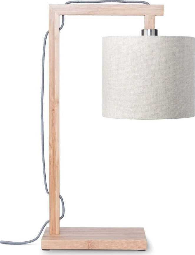 Stolní lampa se světle béžovým stínidlem a konstrukcí z bambusu Good&Mojo Himalaya Good&Mojo