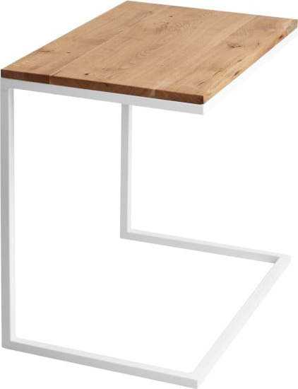 Stůl s bílým podnožím a deskou z masivního dubu CustomForm Lupe CustomForm
