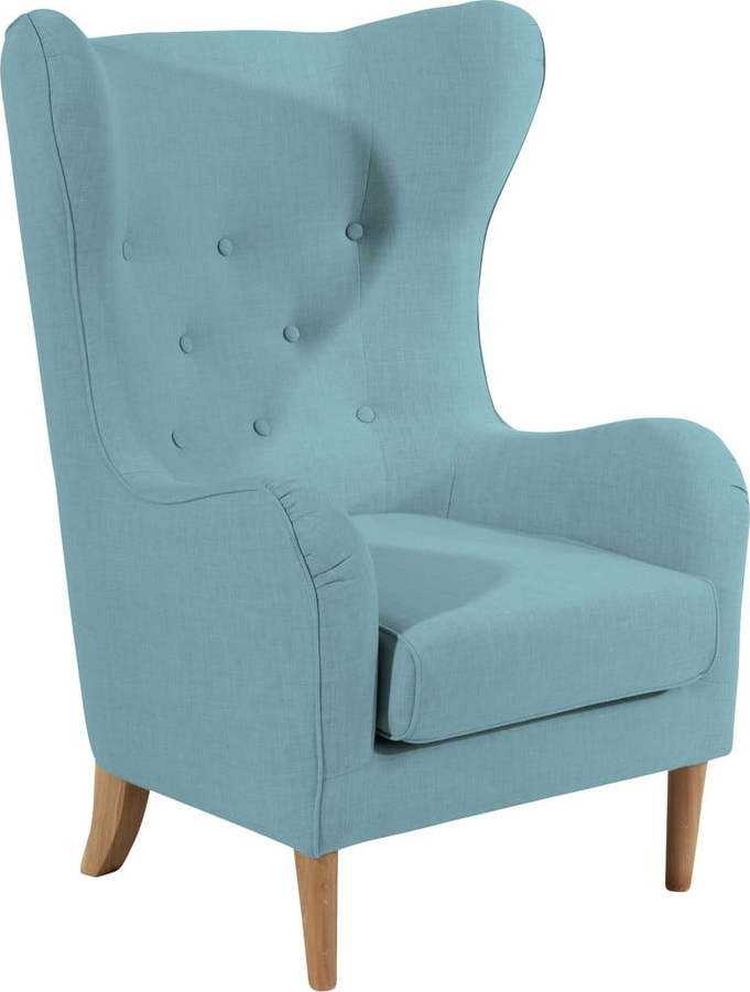 Světle modré křeslo ušák Max Winzer Miriam Linen Max Winzer