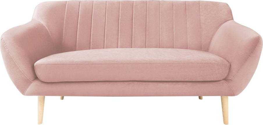 Světle růžová sametová pohovka Mazzini Sofas Sardaigne