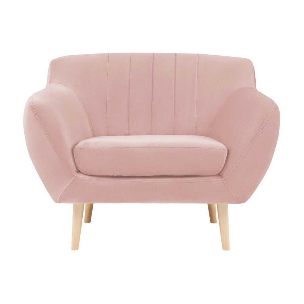 Světle růžové sametové křeslo Mazzini Sofas Sardaigne Mazzini Sofas