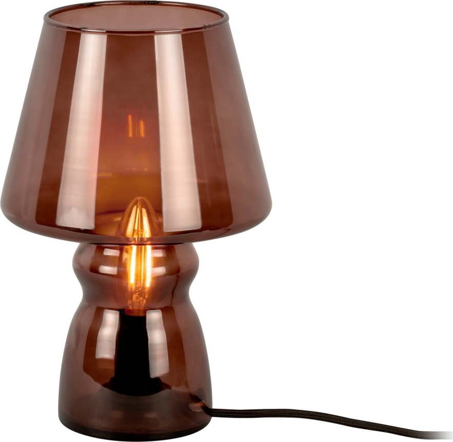 Tmavě hnědá skleněná stolní lampa Leitmotiv Glass