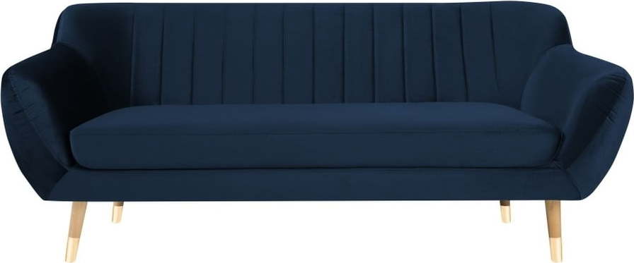 Tmavě modrá sametová pohovka Mazzini Sofas Benito