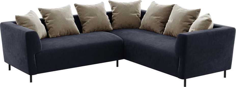 Tmavě modrá sametová rohová pohovka Ghado Nosto