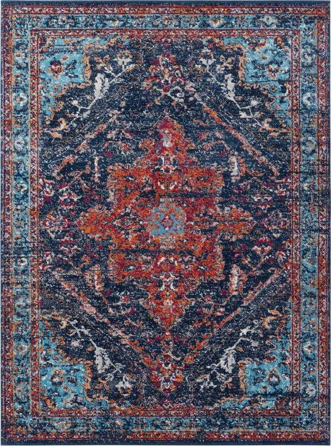 Tmavě modro-červený koberec Nouristan Azrow